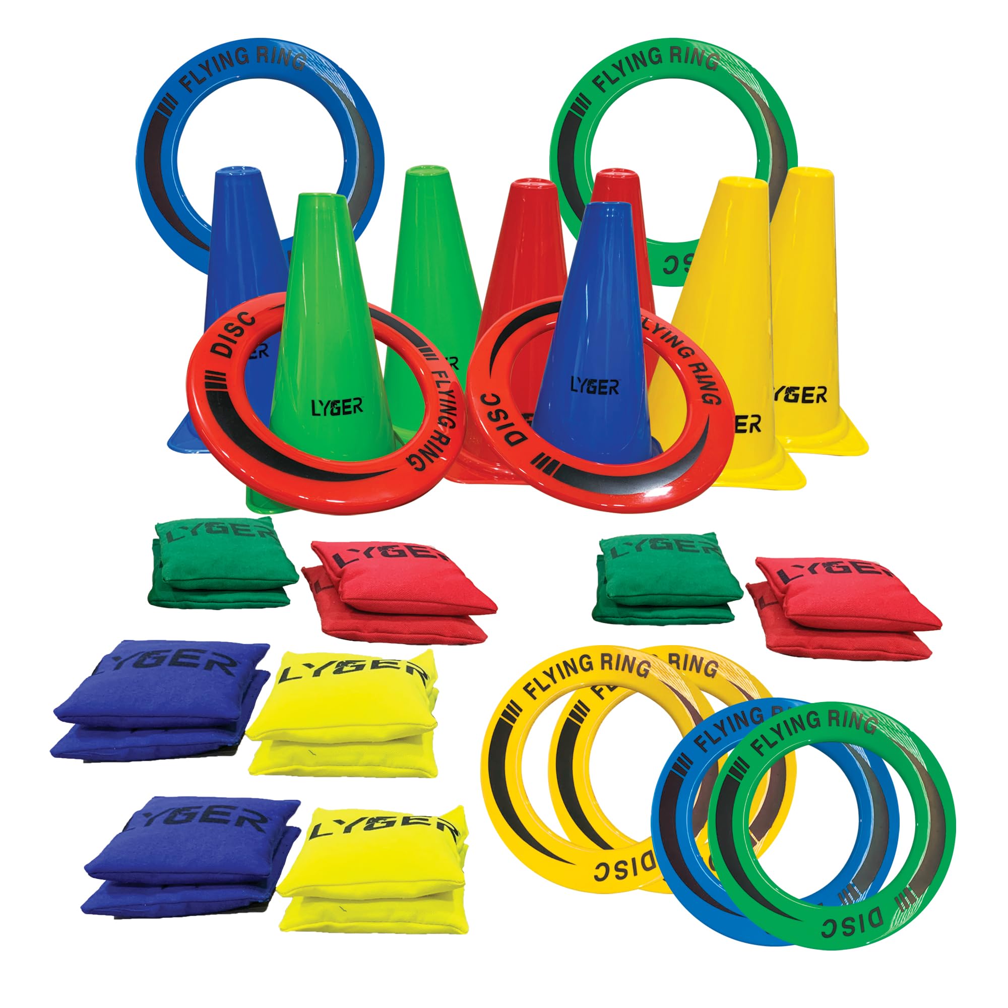 Lyger Outdoor,Combo Games Set,Soft Plastic Cones,Cornhole Bean Bags,Ring Toss Game,Kids Birthday Party Outdoor Games Supplies 32 Piece Set (B0CBM9CX2Q) Amazon Price History, Amazon Price Tracker