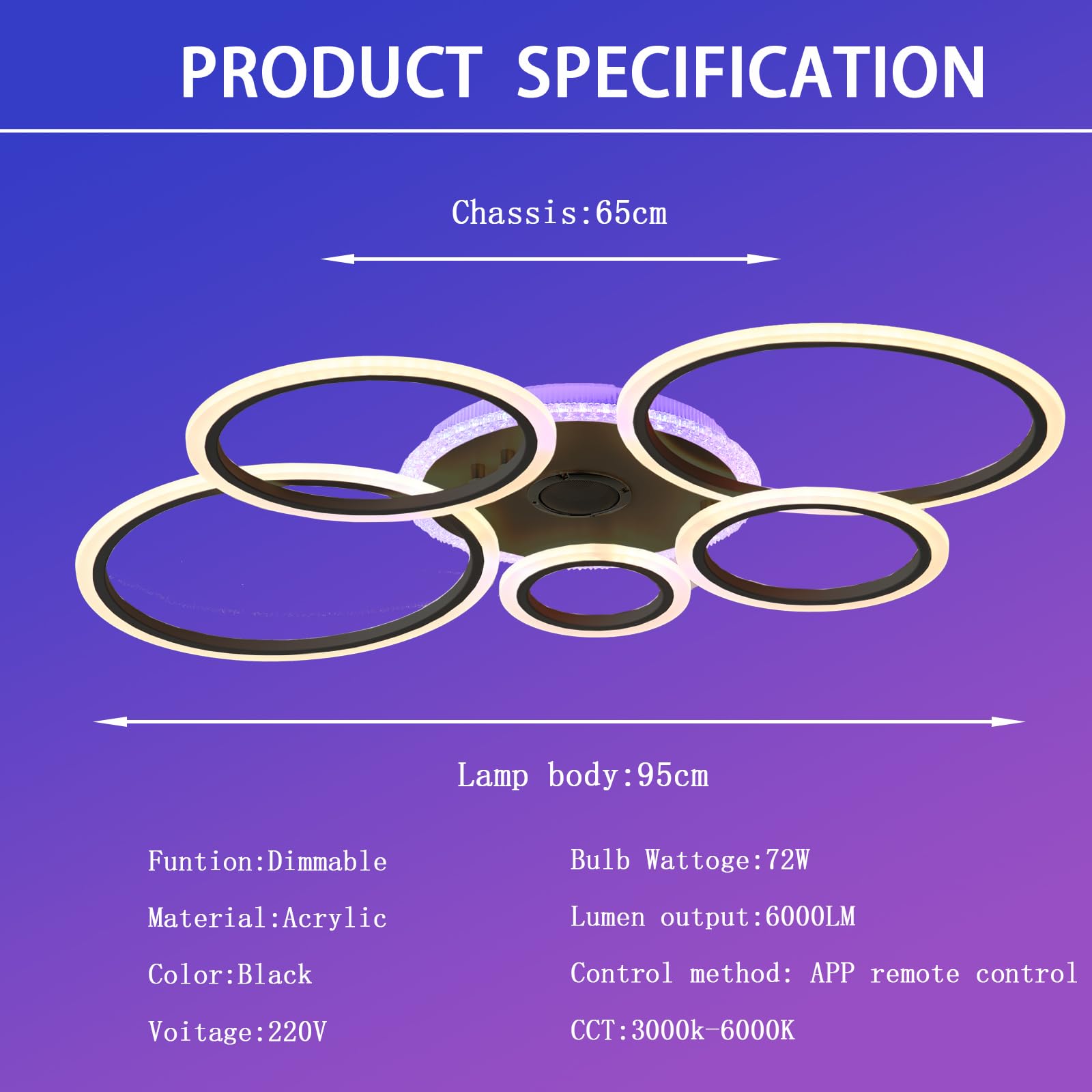 Moderna LáMpara De Techo RGB Con Bluetooth Regulable Mediante Control Remoto Y AplicacióN Con FuncióN De Memoria Sin Parpadeos Inteligentes Para Dormitorios Cocinas Y Bares,Negro