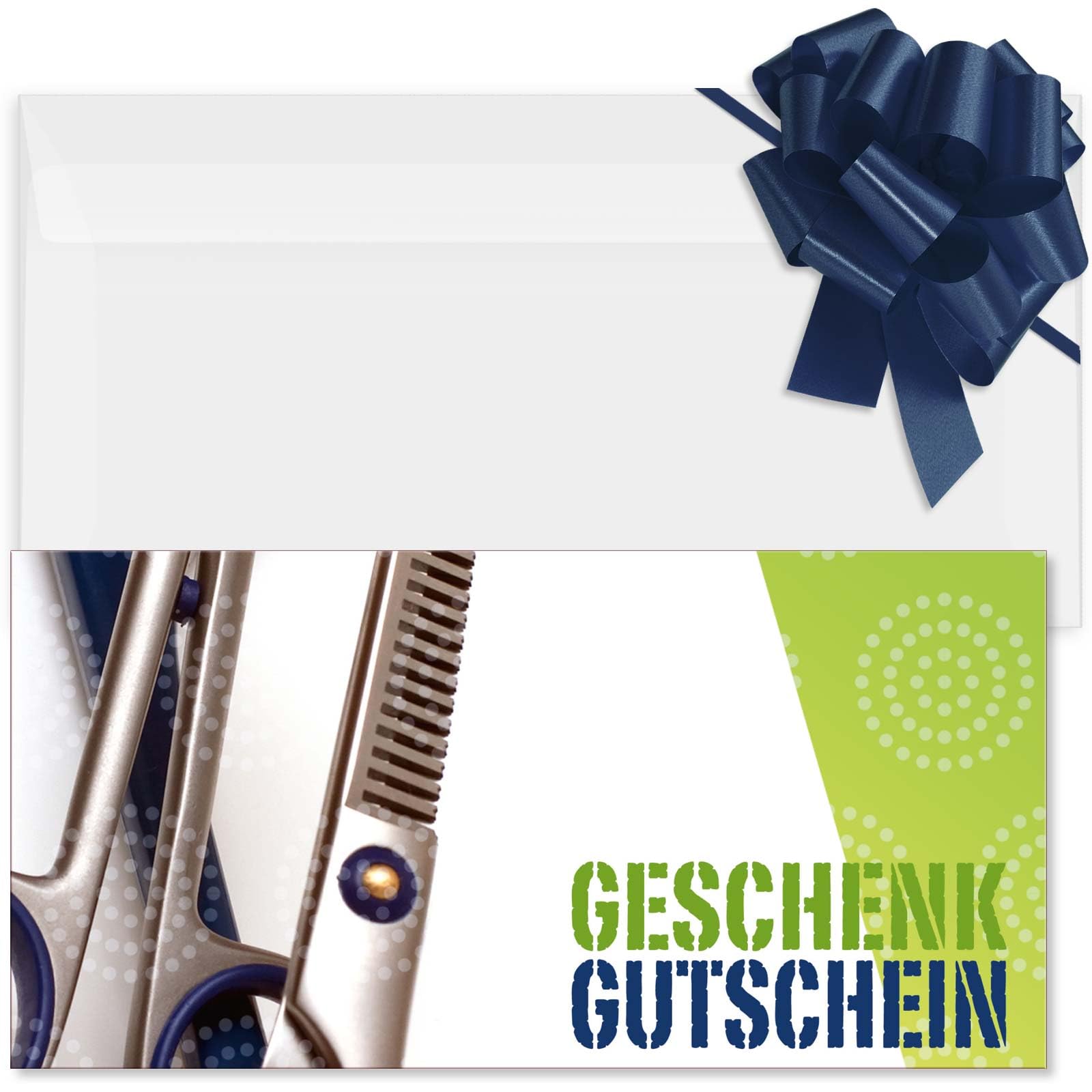 GESCHENKGUTSCHEINcom - 50 Geschenkgutscheine mit Umschlag/Schleife für Friseur Coiffeur. Friseurgutscheine - Gutschein-Vordruck blanko K9205-2-50