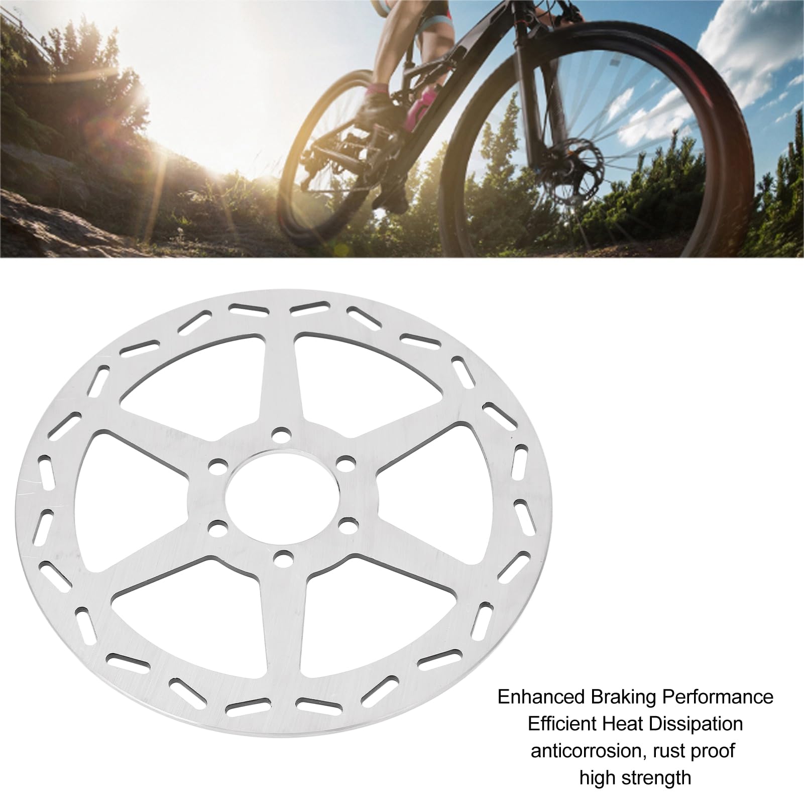 equlup 180mm Bike Disc Brake Rotor, 6 Hole 2.5mm Thickness MountainBicycle Steel Disc Brake Caliper Rotor for Road Bike BMX Scooter