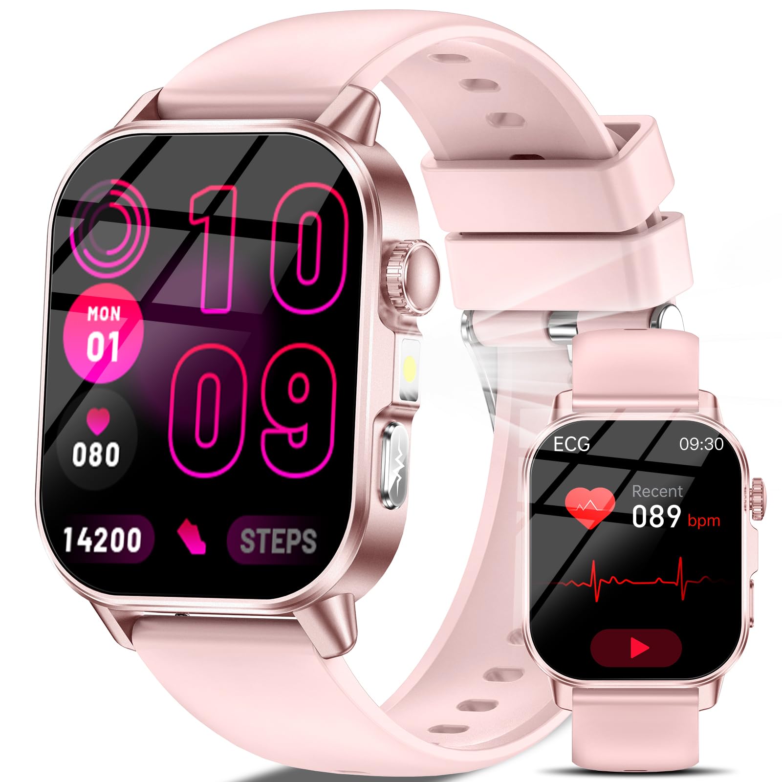 Smartwatch Damen mit EKG+HRV/Blutdruck/Schlaf/Emotion/Stimmung/LED-Licht