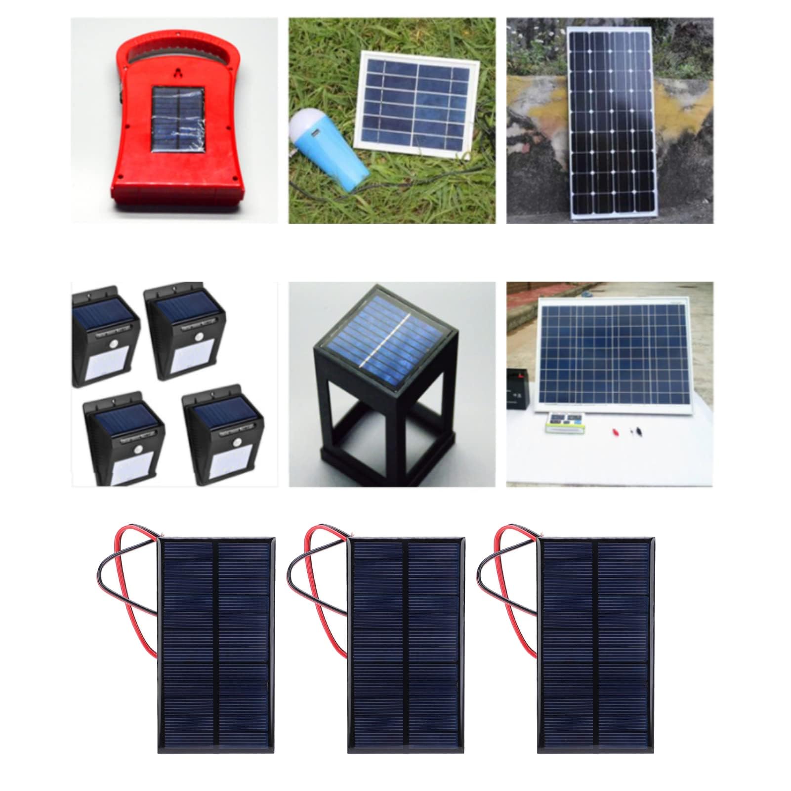 3 Pièces Panneaux Solaires Polycristallins DC 6V 1W Module D'alimentation Cellulaire, Panneau Solaire Avec Câble de 30 cm pour Lampes Solaires de Paysage