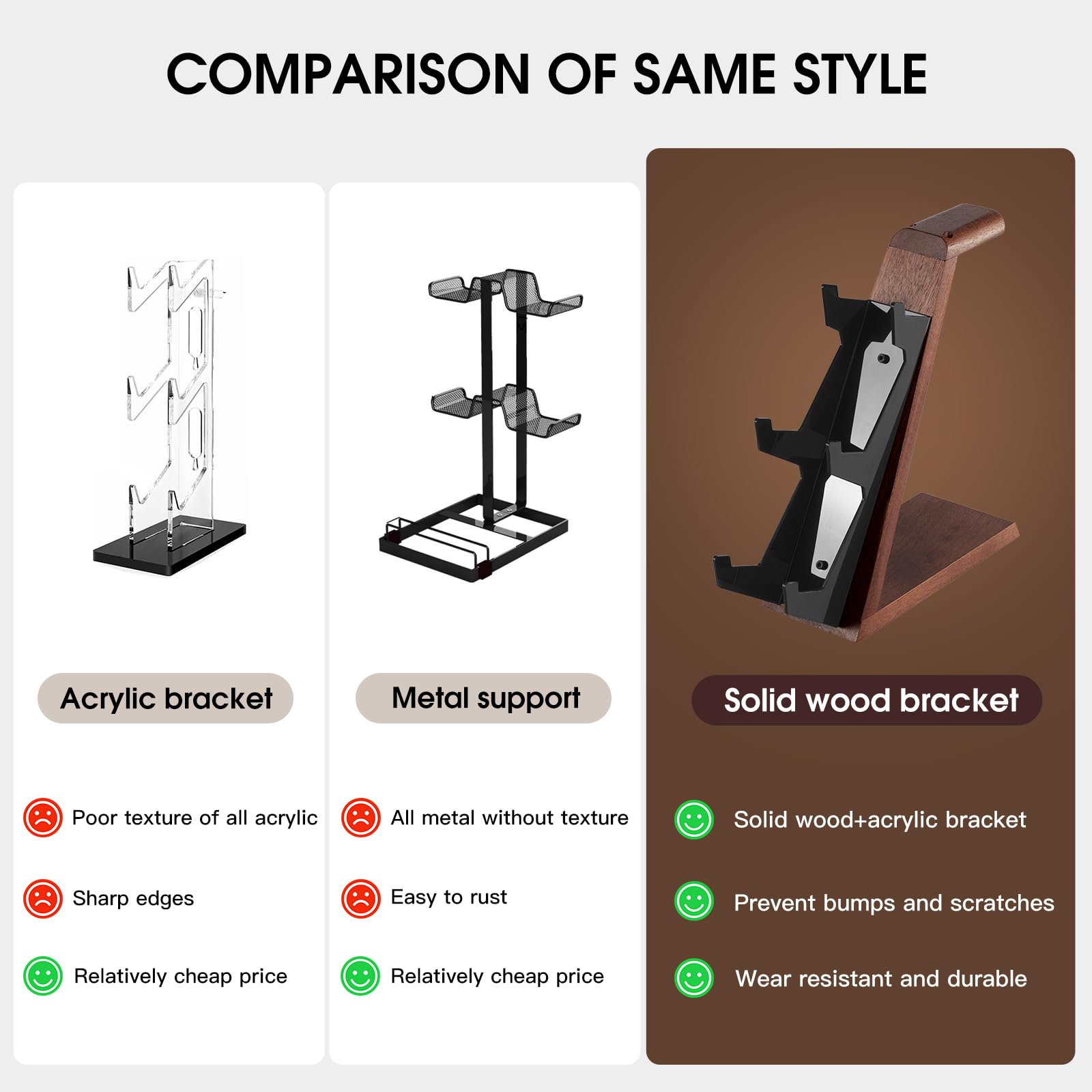 3-stöckiger Holz-Ständer, kompatibel mit PS4, PS5, One-Switch, PS5-Controller-Halterung, Headset, PC-Gaming-Zubehör, Videospiel-Controller-Halter für Schreibtisch (braunes Holz)