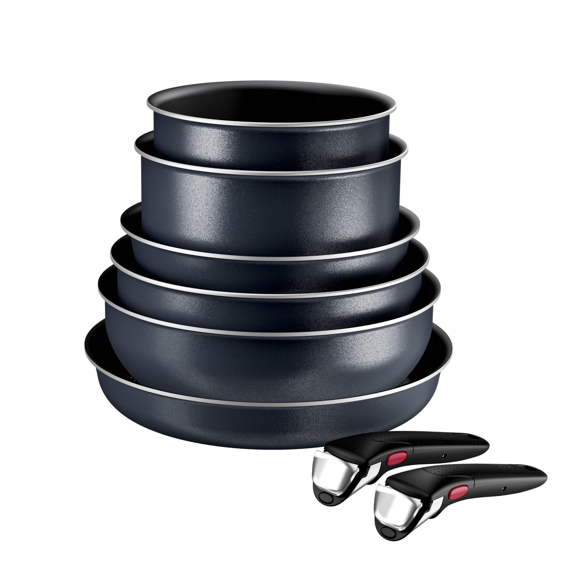 Tefal Ingenio Enjoy, Batterie de cuisine 8pièces, Poêles et casseroles légères, Technologie Light Tech, Poignée amovible, Revêtement Titane antiadhésif