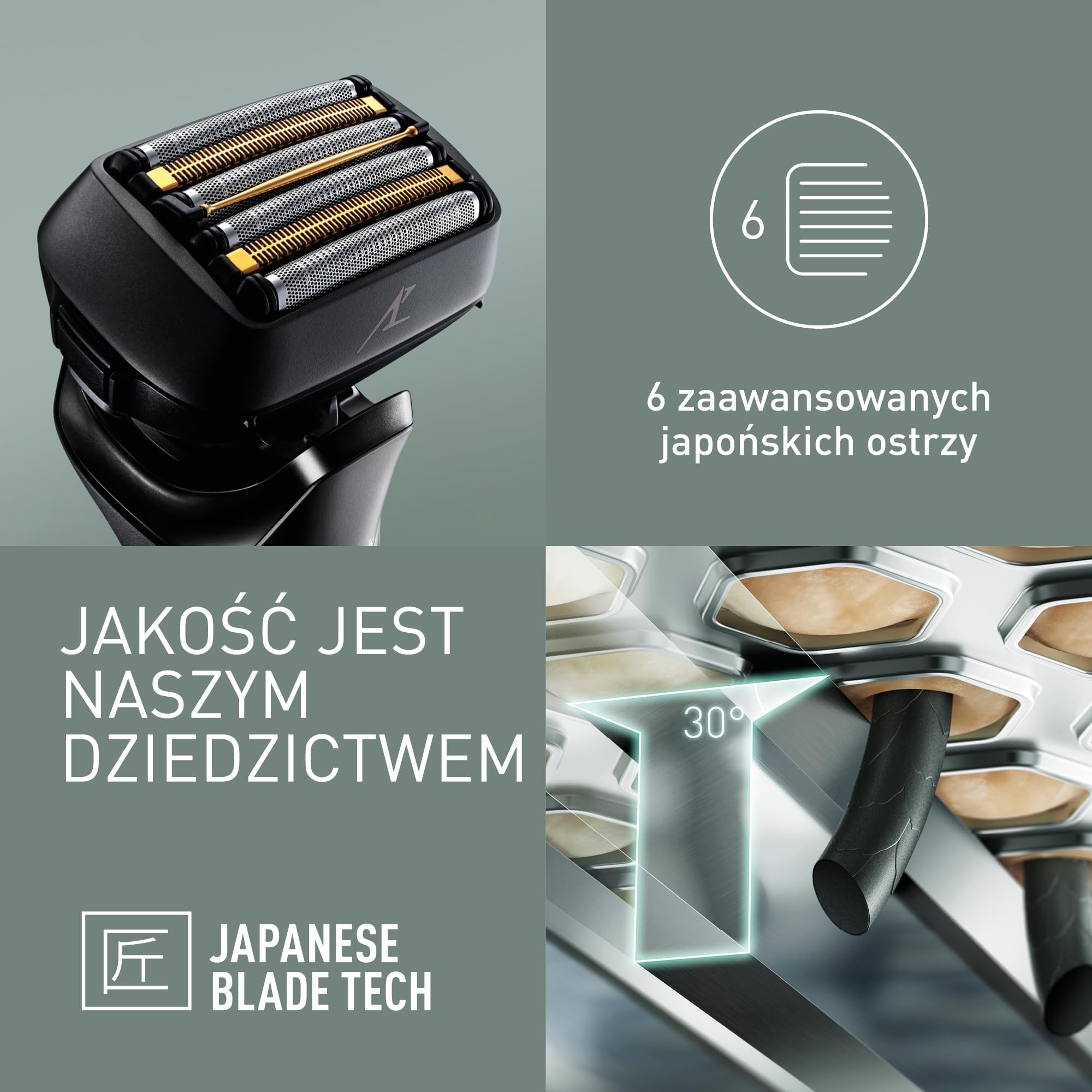 Panasonic ES-LS6A 6-Ostrzowa Golarka Elektryczna Dla Mężczyzn, Elektryczna Maszynka Do Golenia Z Czujnikiem Zarostu, Systemem Automatycznego Czyszczenia I Ładowania