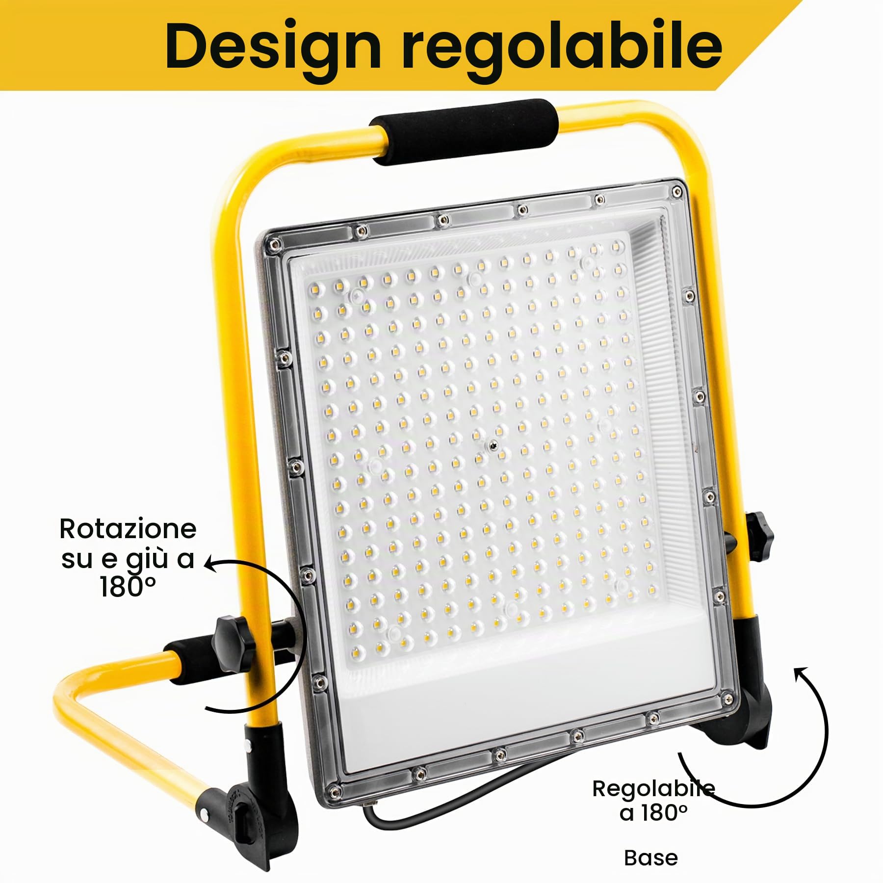Faretto LED da Cantiere 200W, Farò LED da Cantiere con Cavo in Gomma VDE 3G 0,75 mm² da 4 m, Luce Bianca 6500K,20000 Lumen - Ideale per Edilizia,Lavori di Cartongesso, Riparazioni