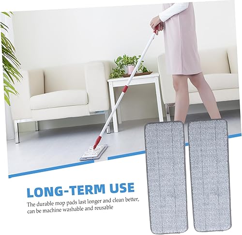 Miniatura 9 de iplusmile Paquete de 2 paños de fregona de tela, almohadillas de limpieza resistentes para el hogar, diseño plano para limpieza rápida