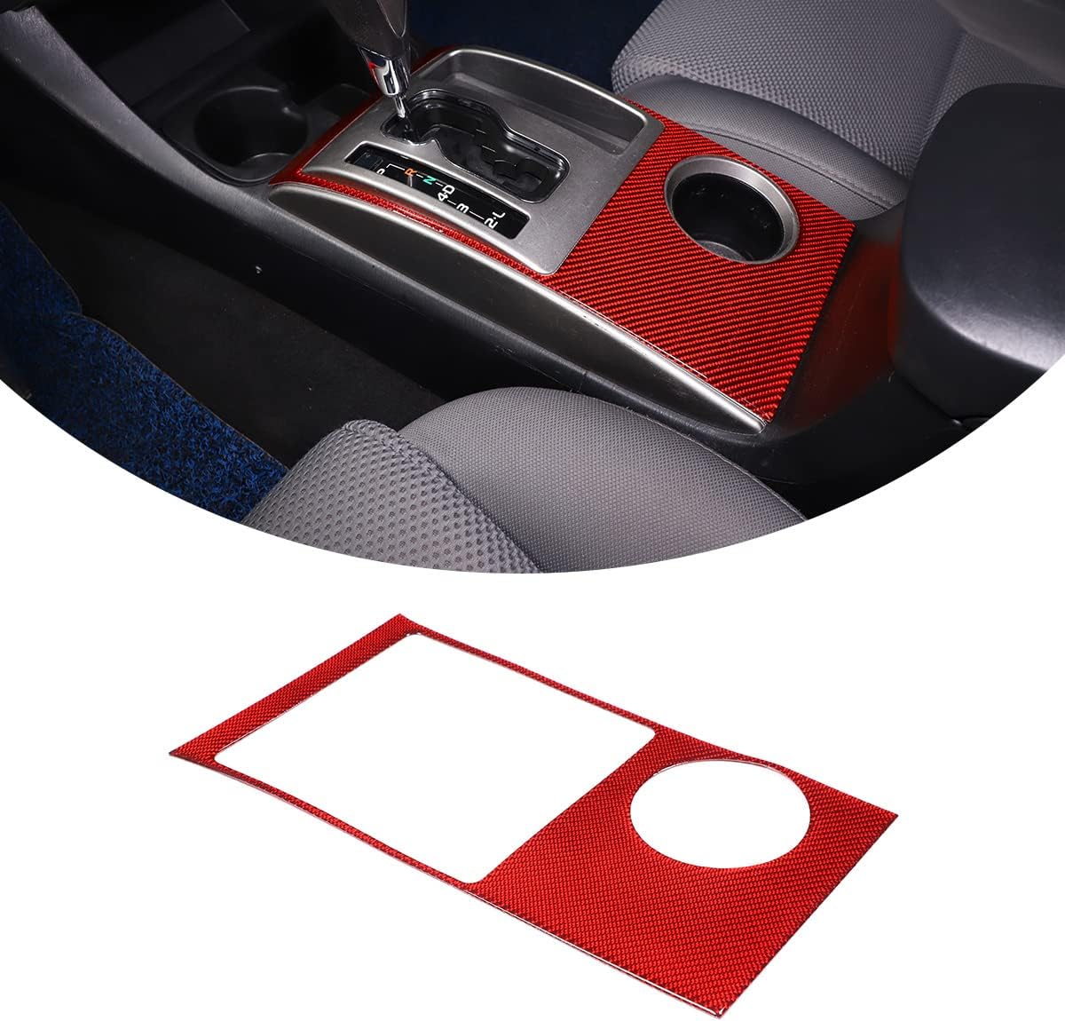 Soft Carbon Fiber Car Center Control Gear Shift Panel Sticker Fit for Toyota Tacoma 2006 2007 2008 2009 2010 2011 2012 2013 2014 2015 (Red Carbon Fiber)
