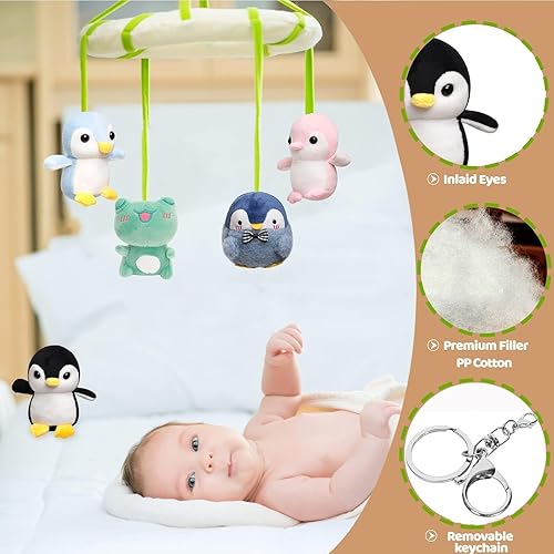 Miniatura 4 de Anboor Pequeños animales de peluche de pingüino de 4.3 pulgadas con llavero premio de bolsas de regalo, regalos de fiesta temática de animales,