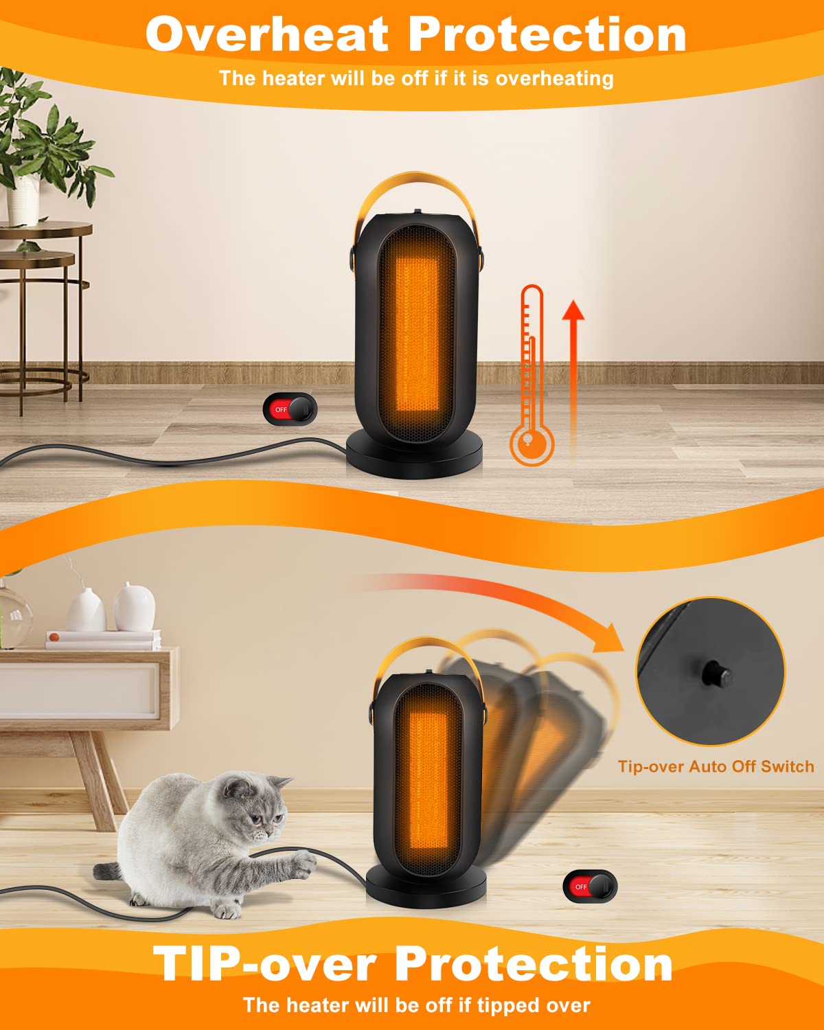 LIUNOVIP Space Heater, Electric Portable Fan Heaters for Home Low Energy  Silent, 1200 / 600w PTC Heater with Tip-Over u0026 Overheat Protection, 4 heat  Modes Home, Office, Room, Black(fh) (fhp-02) : Amazon.co.uk: Home u0026 Kitchen