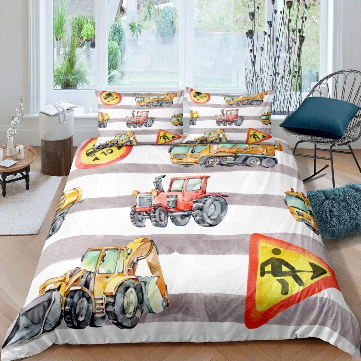 Housse de couette tracteur 260x230 cm avec 2 taies d'oreiller pour lit double