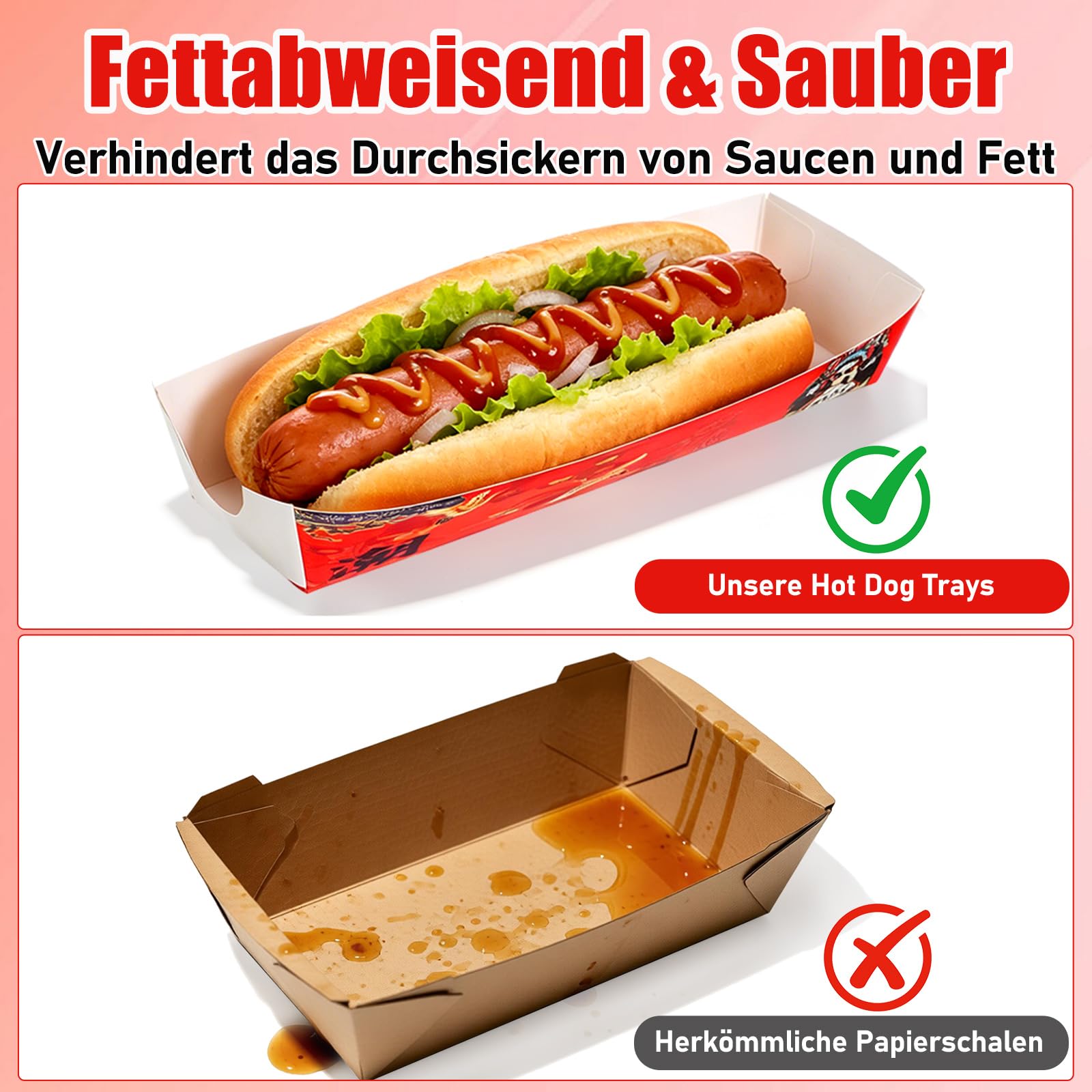 iplusmile Hot Dog Lot de 100 boîtes en papier pour hot dog