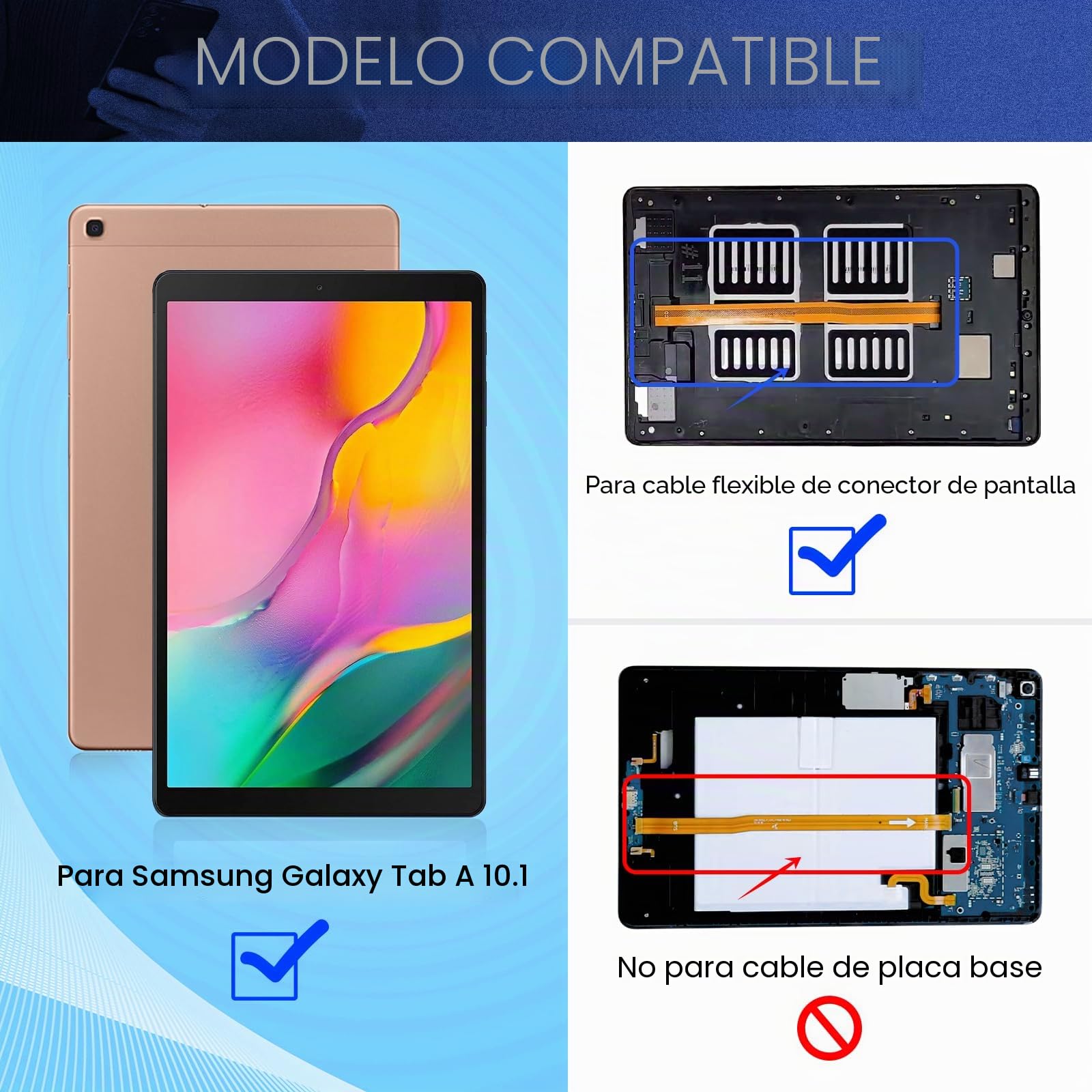 RongZy Cable Flex de Pantalla LCD para Samsung Galaxy Tab A 10.1 2019 T510 T515 Conector Retro Toque Display para conectar a la Placa Base