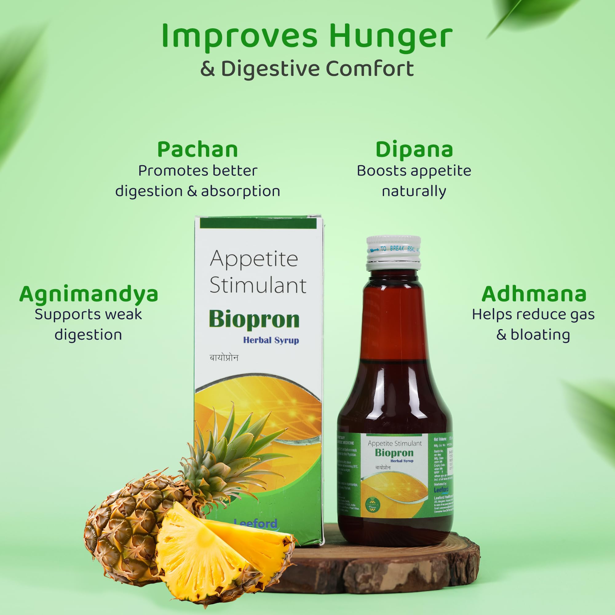 Buy Leeford Biopron Herbal Appetite Booster Syrup | Pineapple 