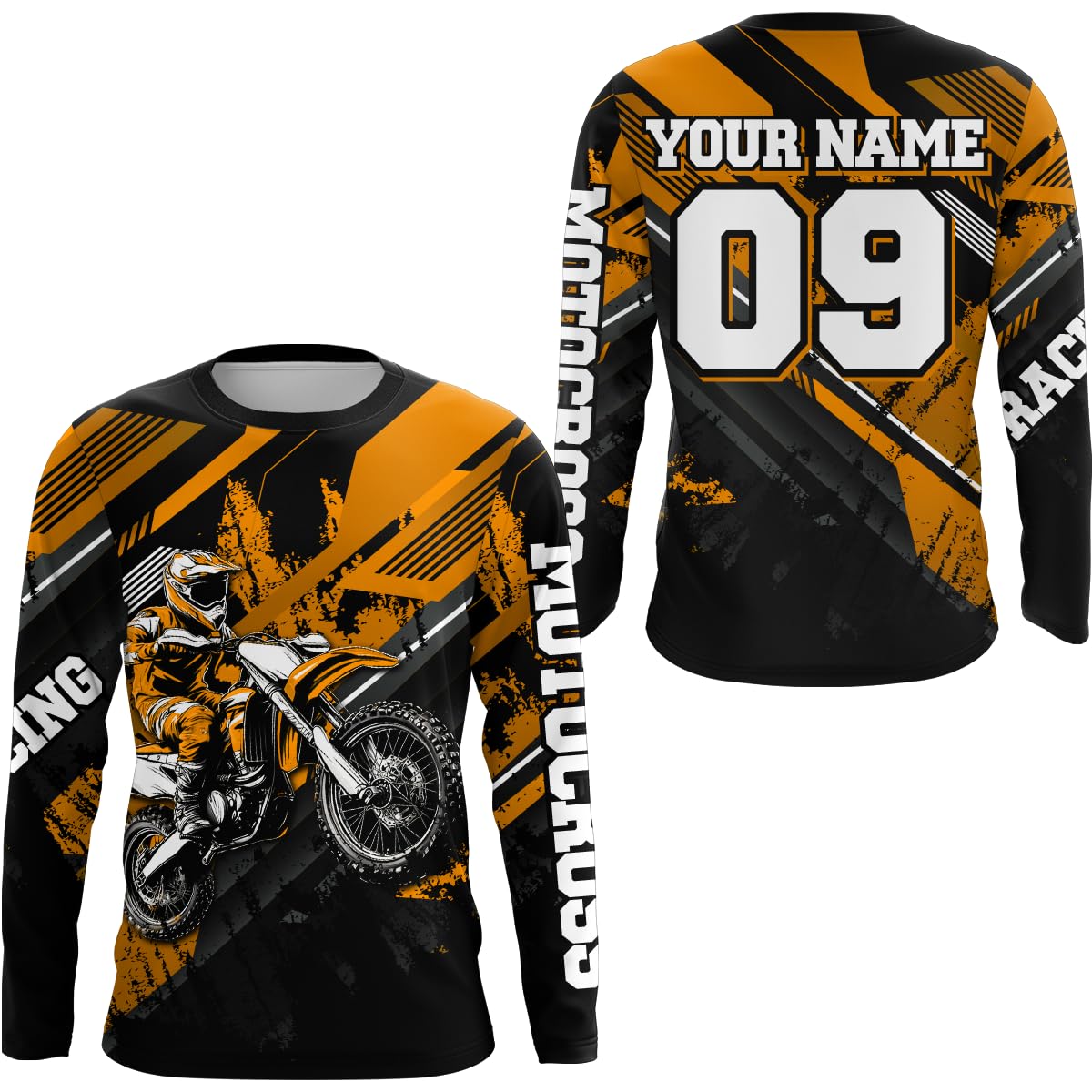 Dirt Bike Jersey Men Women Kid Upf30+ Customized Motocross Racing Shirt Youth Boys Off-Road Motorcycle Clothes (US, Alpha, Small, 5X-Large, Regular, Regular, Orange)