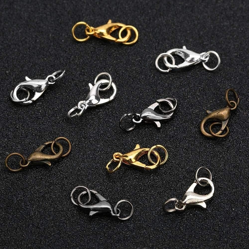 Klipsy do kluczy, breloczki do kluczy, 50 szt. 10 12 14 mm metalowe zapięcia homara haczyki z pierścieniami skokowymi złoty kolor zapięcia końcowe złącza naszyjnik odkrycia tworzenia biżuterii