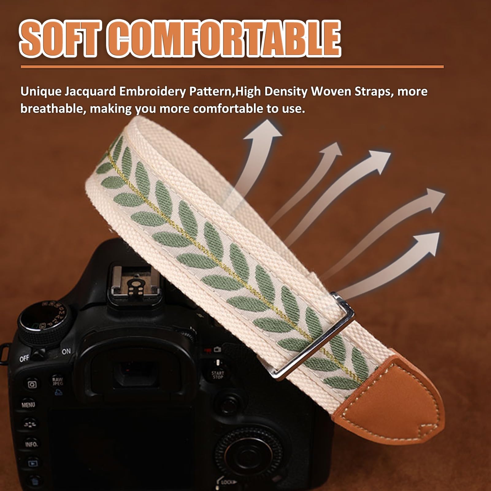 correa para cámara, Proceso de tejido, correa muñeca for cámara algodón, ancha y cómoda, resistente | Green,Style2