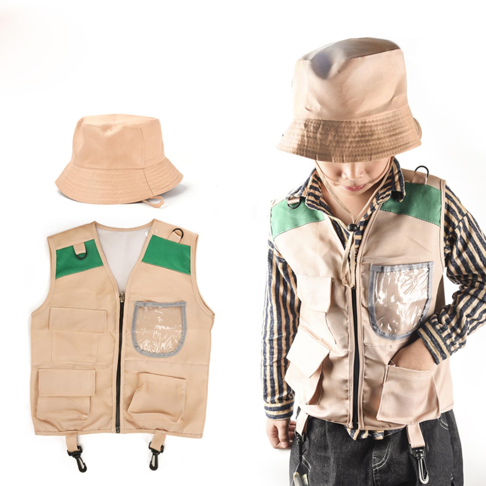 Kids Explorer Costume - 165g Outdoor Adventure Kit | Washable Fishing Vest | Kids Safari Costume | Play Fishing Polyester — view 9