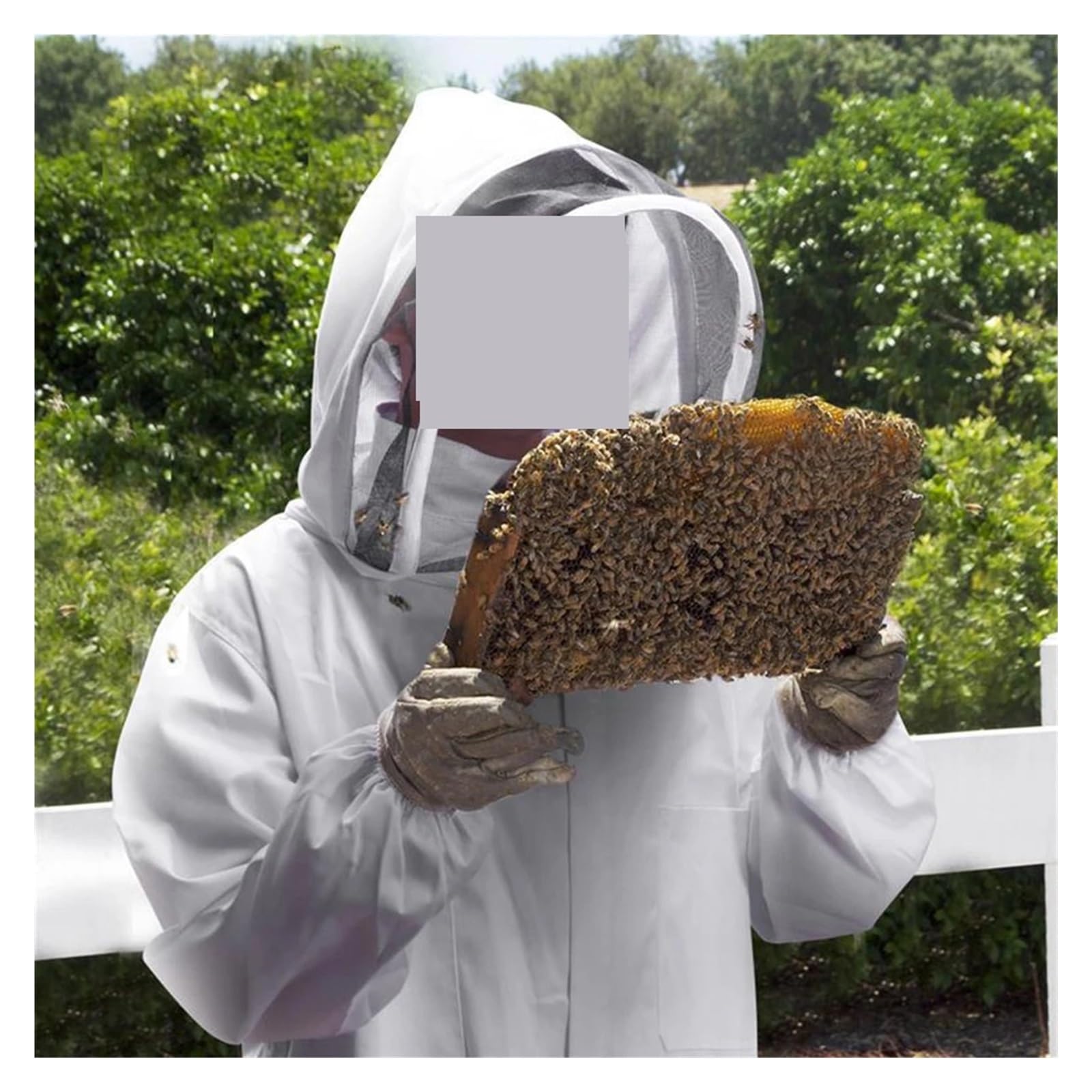 Kombinezon Pszczelarski, Kombinezon pszczelarski na całe ciało Profesjonalna odzież pszczelarska Ochrona Garnitur pszczelarski Kurtka Safty Veil Hat Dress Equipment(A L)
