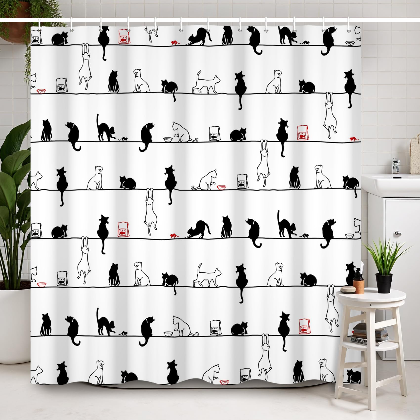 Tenda Da Doccia  180 X 200 Cm  - Stampa Gatto Subacqueo Impermeabile E Lavabile Accessorio Per Bagno Ganci Inclusi 77745071