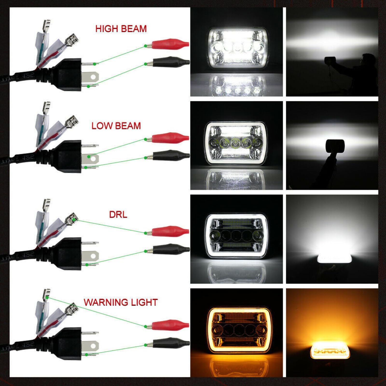 Fari LED Da 5x7 Pollici, 45 W 4500 Lm Con Luci Di Marcia Diurna Angel Eye Bicolore, Fascio Sigillato Hi/Lo, Spia Arancione, Fari Con Presa H4 Per Veicoli Fuoristrada, Camion, 2 Pezzi