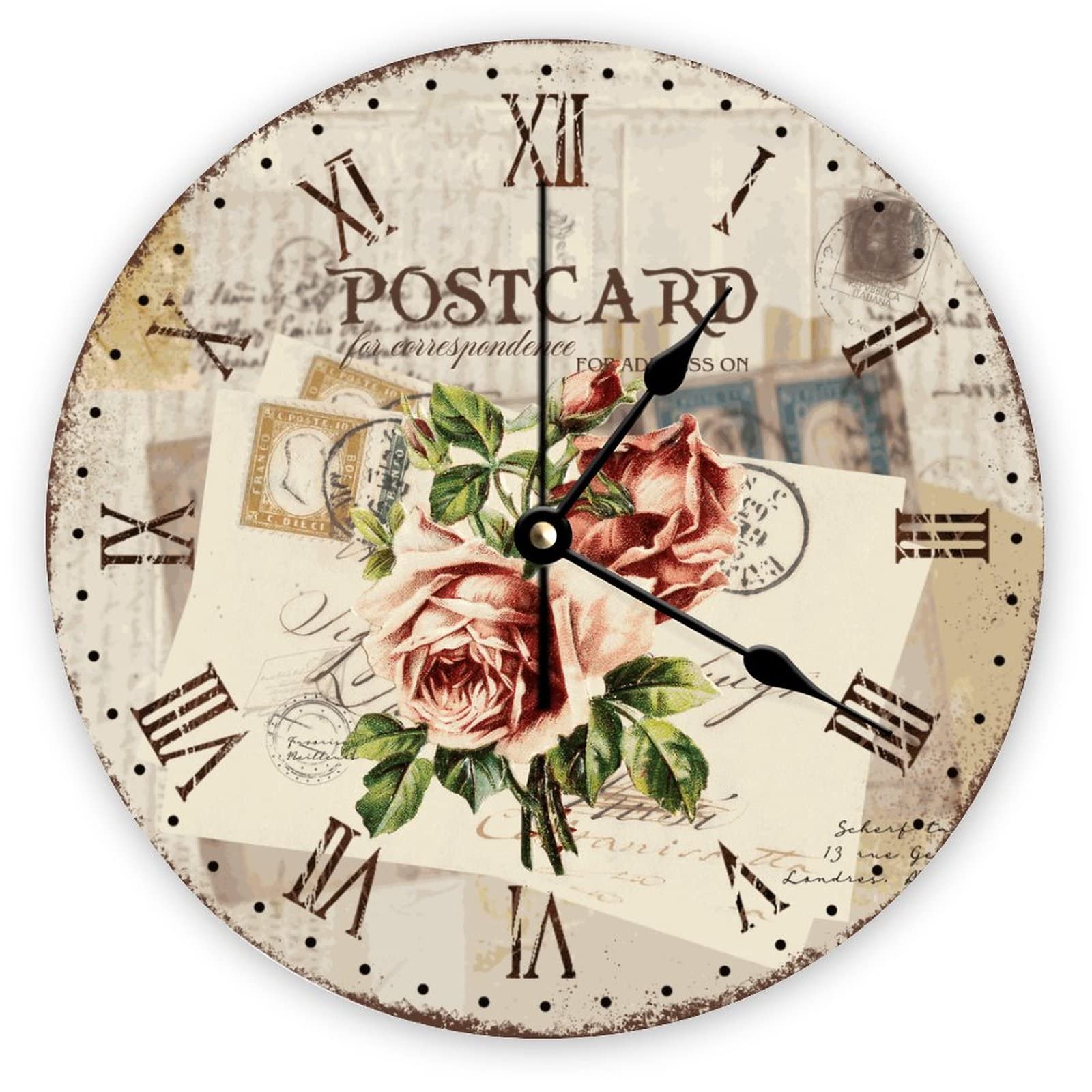 Horloge murale rétro rose montre décorative à piles pour bureau et maison