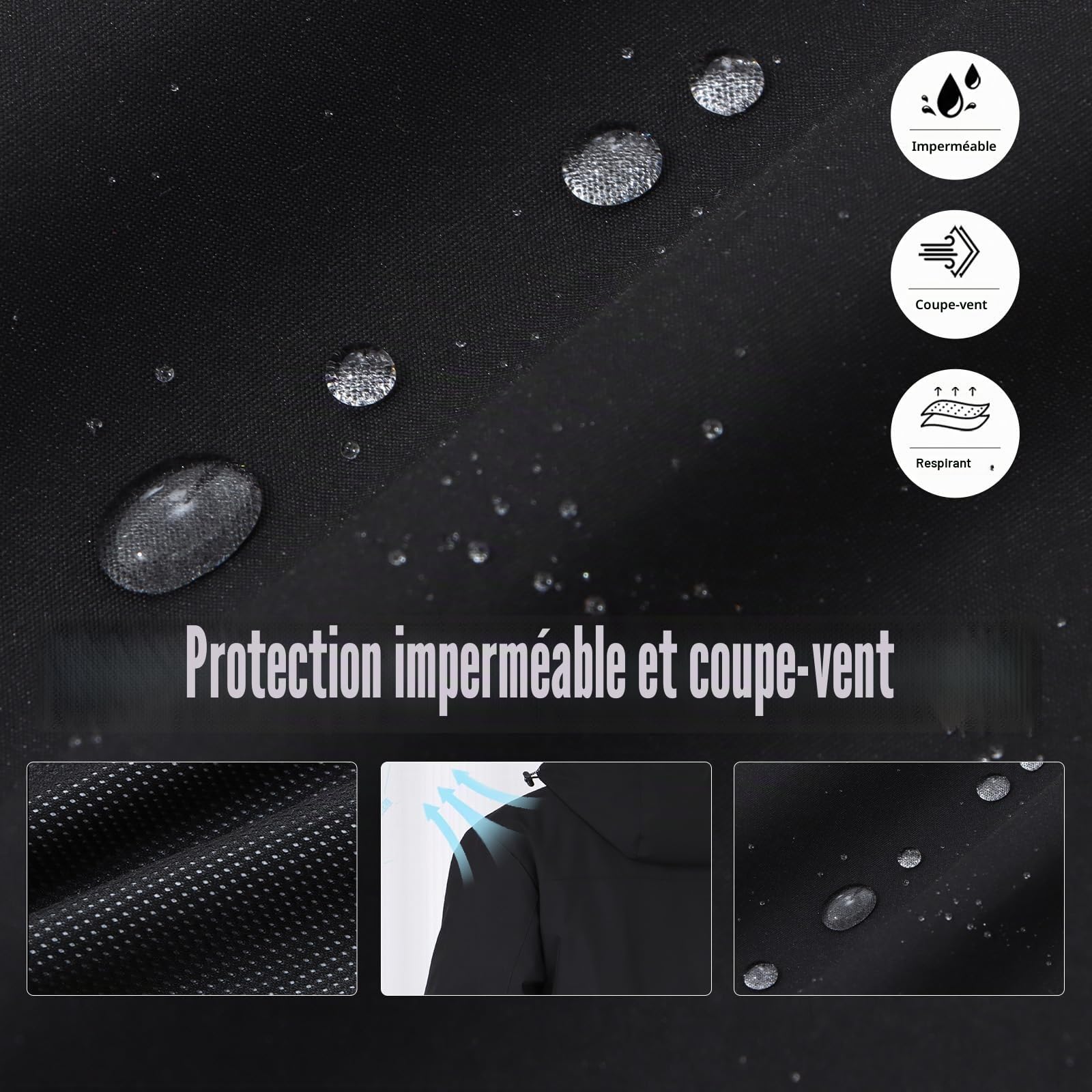 Trench Coat d’extérieur Imperméable léger pour Hommes Veste de Pluie Veste à Capuche de Trekking Coupe-vent pour la Randonnée et les Sports de Montagne