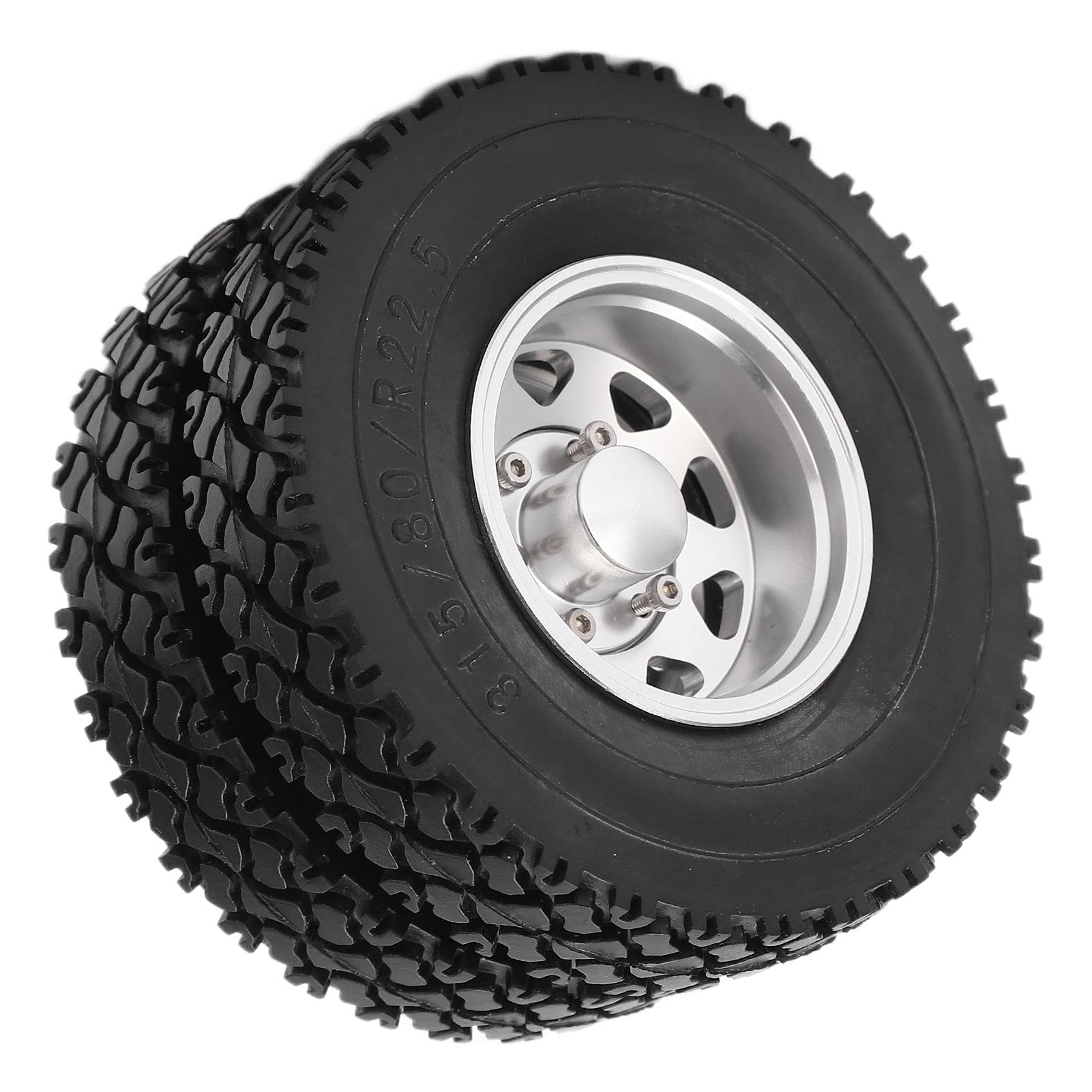 RC felgi piasty tylnego koła ze stopu aluminium z gumowymi oponami do przyczepy Tamiya 1/14 traktora, wywrotka (srebrna)