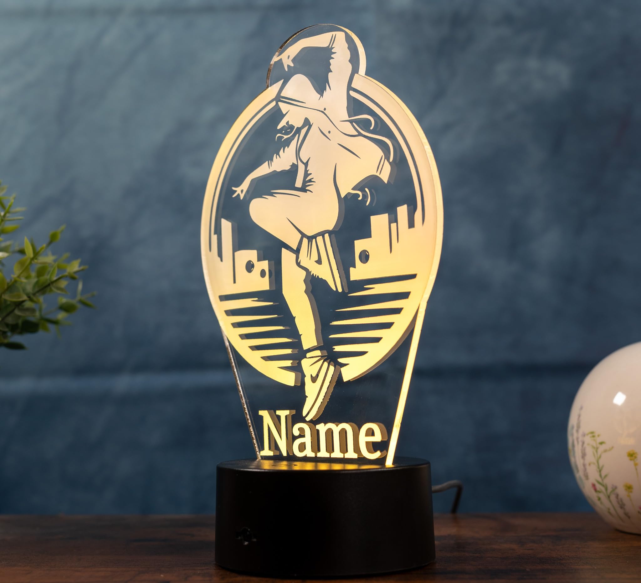 Lampada Hip Hop personalizzata – Luce notturna LED con nome | Regalo di streetdance per ragazze e donne | Lampada decorativa da ballo per cameretta, camera da letto e fan di urban dance