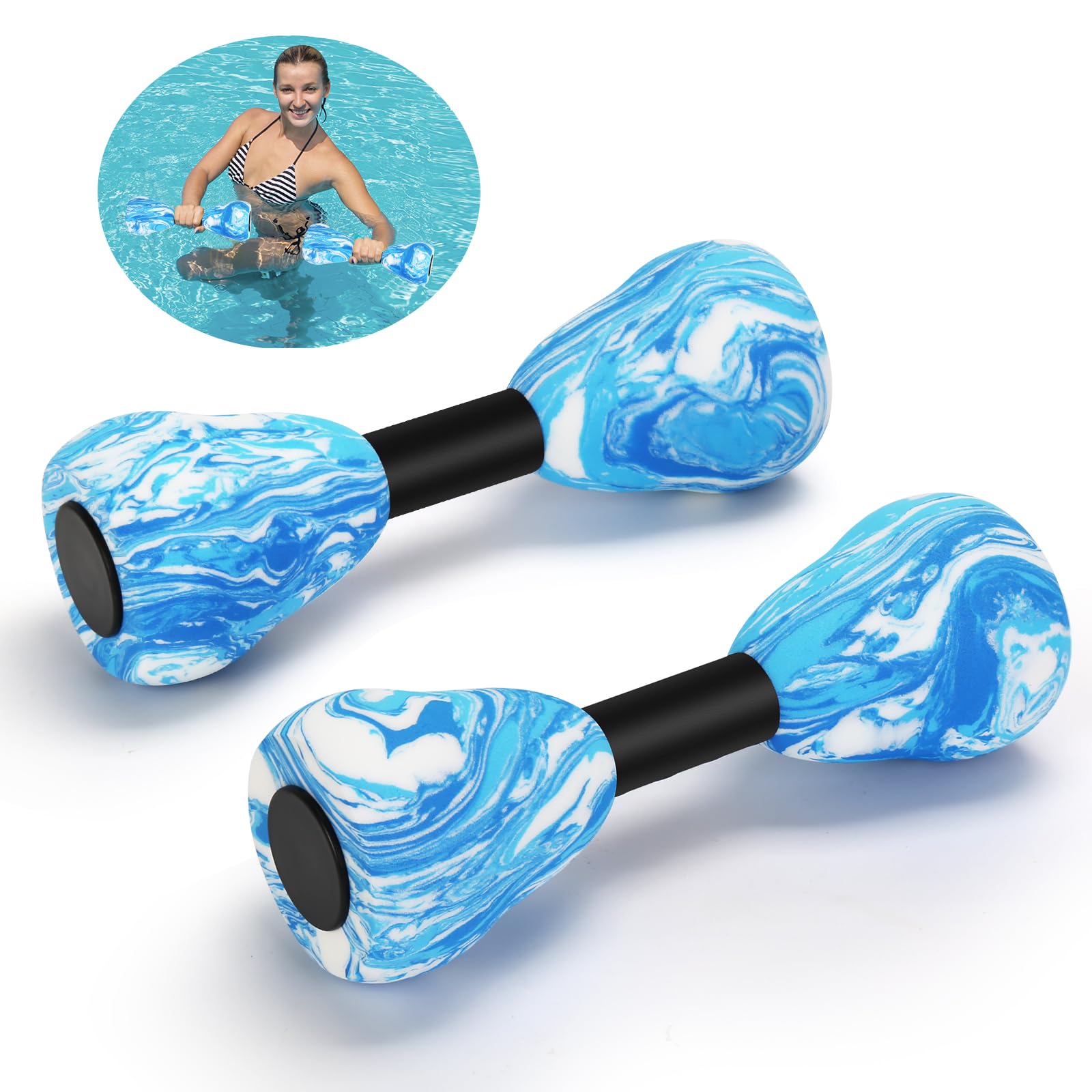 Camouflage Aquatic Dumbbells 2Pcs Foam Water Weights Aerobic Exercise Fitness Equipment Dumbbells Pool Resistance Swimming Training for Adults