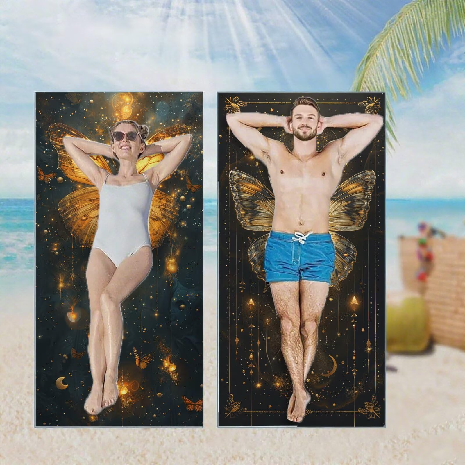 Ręcznik plażowy, ręczniki plażowe z mikrofibry, szybkoschnące lekkie ręczniki podróżne bez piasku, duży ręcznik kąpielowy dla dorosłych 100 x 220 cm, do pływania, basenu, jogi, siłowni, podróży, plaż