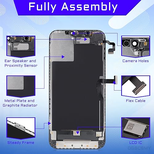 Miniatura 8 de Para iPhone 12 Pro Max Reemplazo de pantalla LCD de 6.7 pulgadas, digitalizador táctil 3D, montaje completo con altavoz de oído, sensor de
