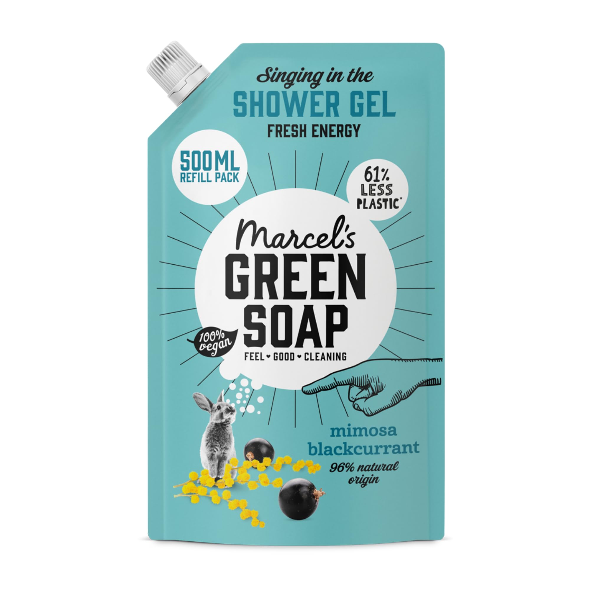 Marcel's Green Soap - Shower Gel Refill Mimosa & Blackcurrant - Vegan - Microplastic-free formula - 500 ml