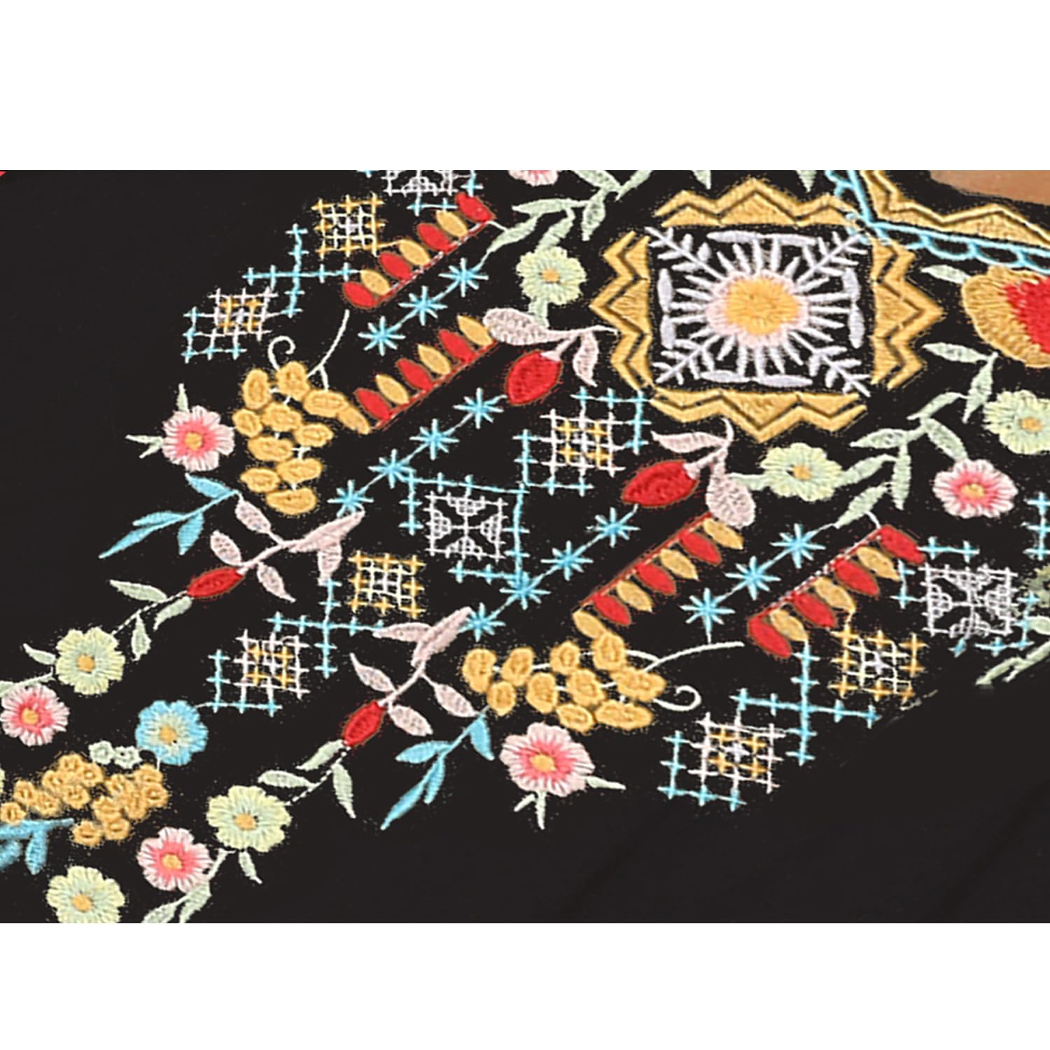 Bluse Stickerei Damen Boho Oberteile Tunika Folklore Hippie Blusen Bohemian Kleidung