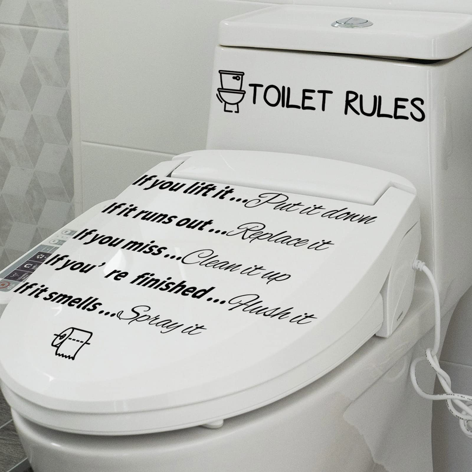 Adesivo rimovibile con regole per WC, citazioni, per bagno, bagno, decorazione artistica per hotel e casa