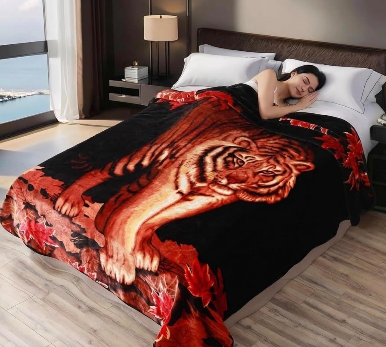 Hiyoko Heavy Korean Mink Tiger Blanket - Lints-Free 5.3Lb Queen Size Thick San Marcos Fleece Mexican Blankets, 75" x 90" - Warm Winter Christmas and New Year Gifts