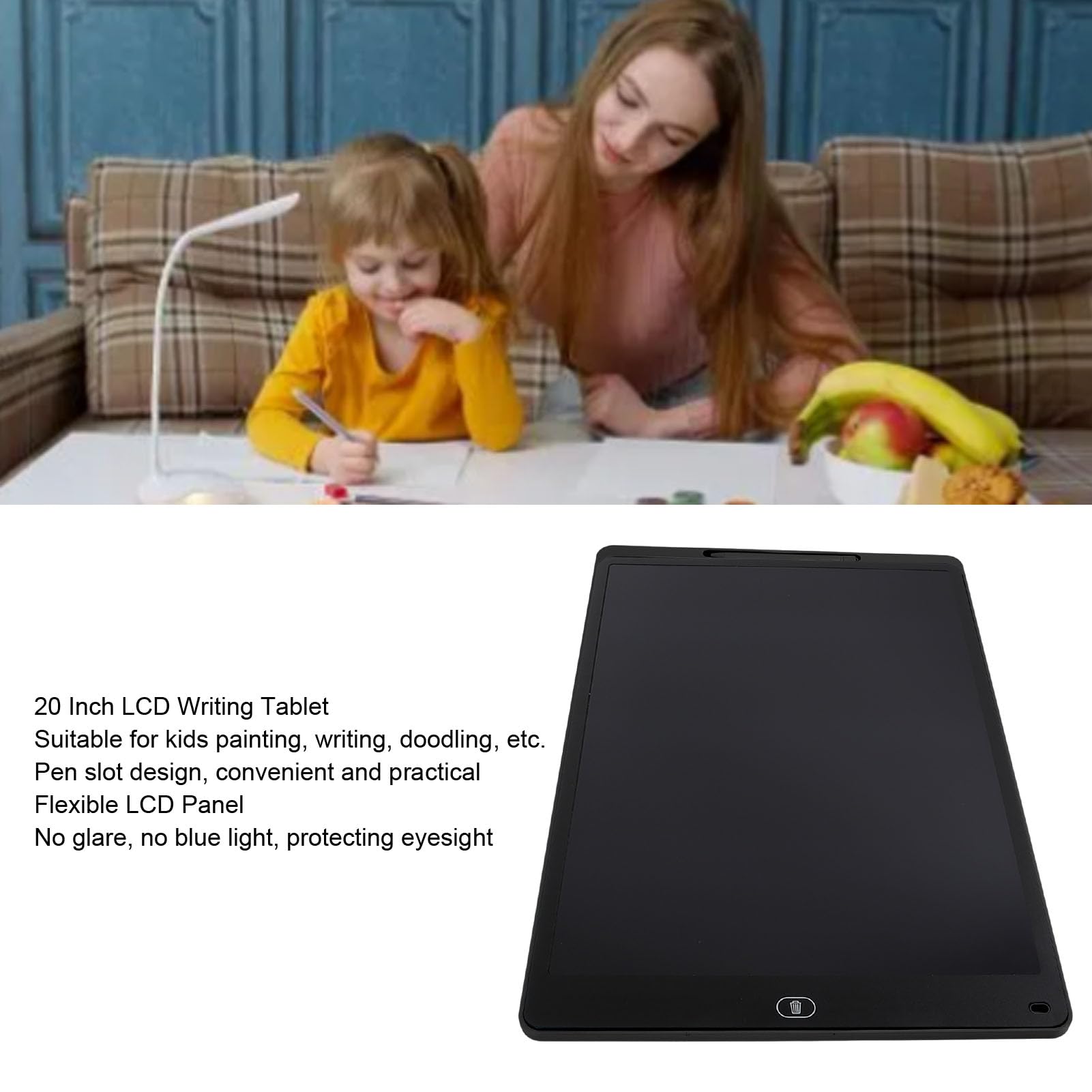 Tableta de Dibujo de 20 Pulgadas, Tablero de Escritura de Dibujo Electrónico con Sensor de Presión, Tablero de Dibujo Borrable de Escritura a Mano LCD para Pintar, Enseñar (Black) — view 4
