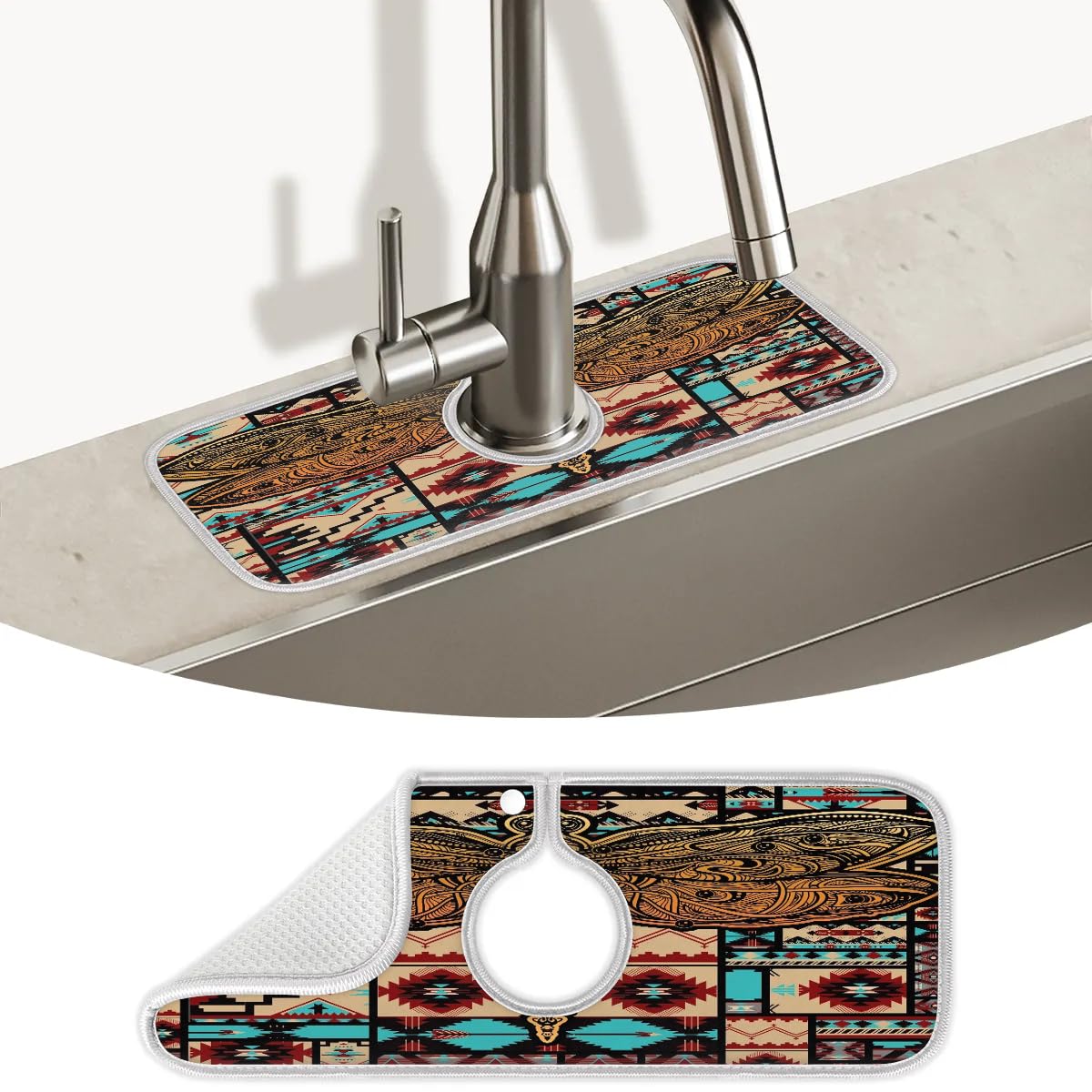 Navy Blue FAUCET SPLASH GUARD, Drip Catcher, Kitchen Sink Protector, Prevent Granite Countertop Damage, 17 In W X 23 In L, Patent Approved