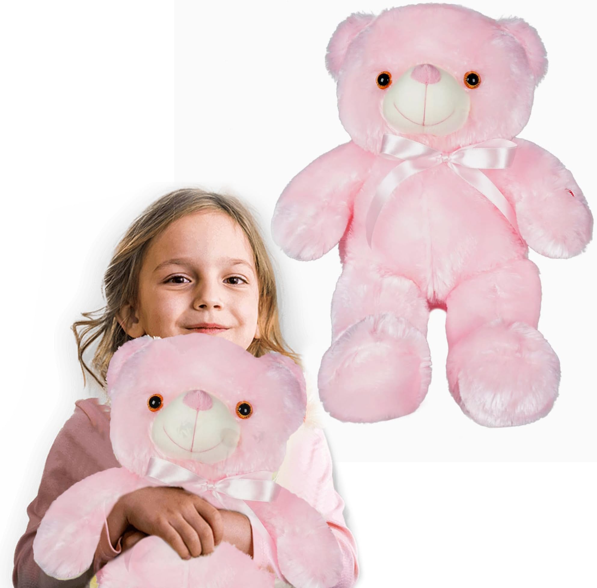 Glowing 50CM Teddy Bear - Soft and Durable Plush Toy with Built-in LED Light - toys for Kids, Toddlers, and Animal Enthusiasts - Ideal for birthday gifts,(Pink)