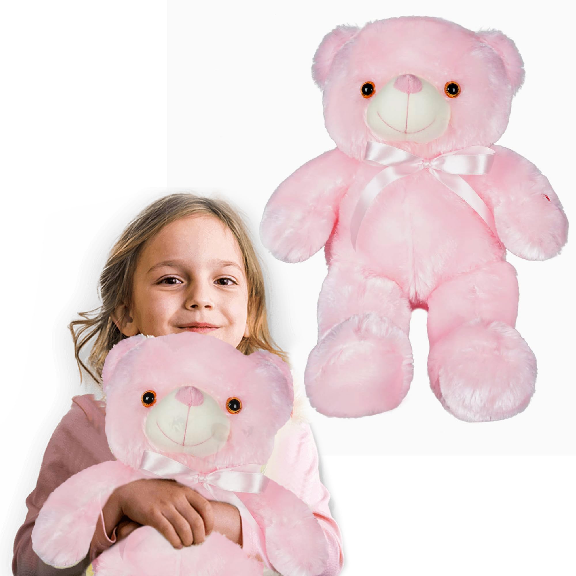 Glowing 50CM Teddy Bear - Soft and Durable Plush Toy with Built-in LED Light - toys for Kids, Toddlers, and Animal Enthusiasts - Ideal for birthday gifts,(Pink)