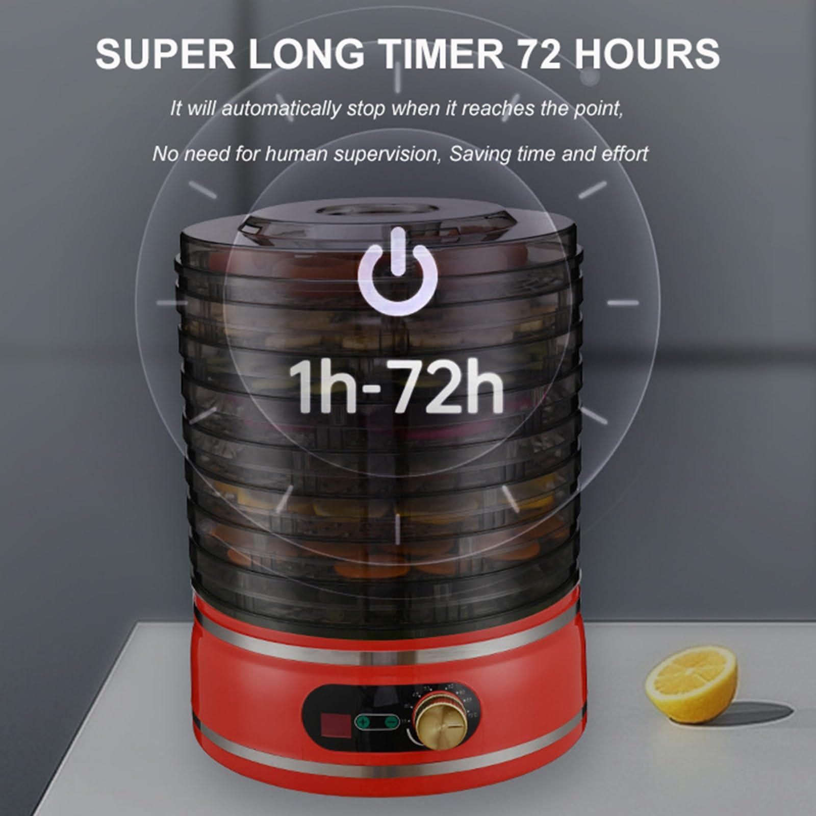72h Temporizador de alimentos eléctrico deshidratador 400W, ajustable 95-158F control de temperatura, apilable 8 bandejas sin BPA para la preservación saludable de bocados de carne, fruta, carne y hie