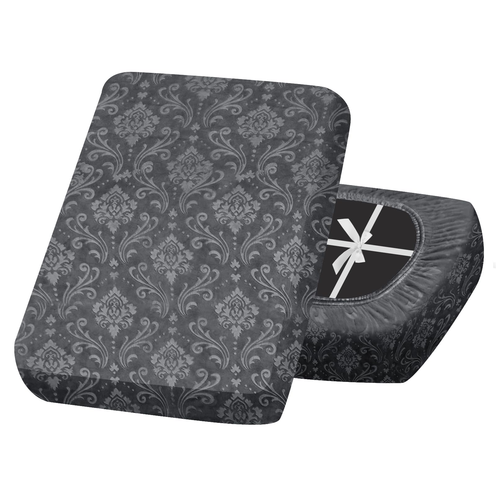 SYLC Sofa Seat Cover Velvet Embossed, Non Slip Stretch Sofa Cushion Covers with 4-ties, Fitted Sofa Cover for Settee/Couch/Caravan/Motorhome (Dark grey,1pc 2-Seat)