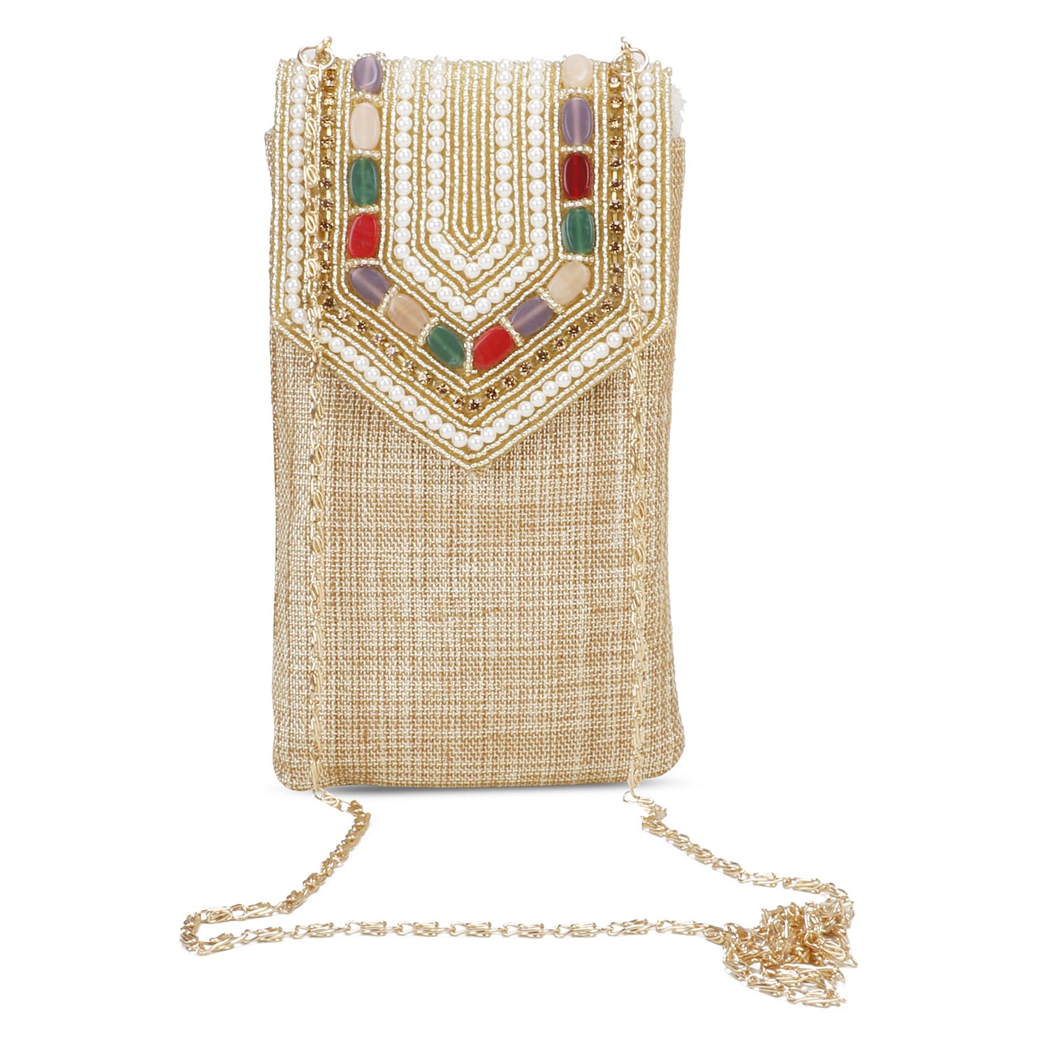 Pearl Clutch Silk Saree Clutch Mobile Pouch Waist Clip Gift for Women & Girls-image-30