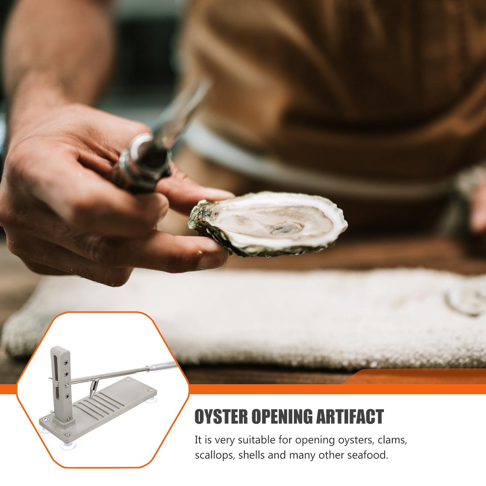 Mikikit Abridor de Ostras Ajustable Cuatro Velocidades, Mango Ergonómico de Hierro y PP, Adecuado para Familias y Utensilios de Cocina para Mariscos