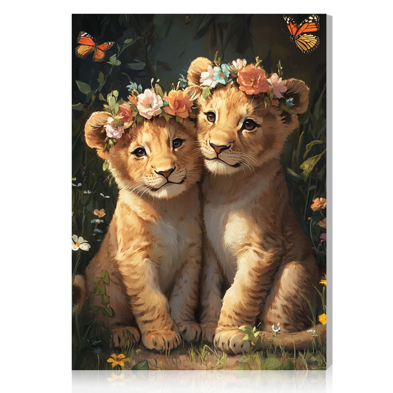 DOMROM Lion Paint by Numbers Kit for Adults Beginner with Frame, Adults' Paint-by-Number Kits on Canvas, DIY Acrylic Painting by Numbers Easy Watercolor Painting by Number Kits for Home Decor, 8x12in