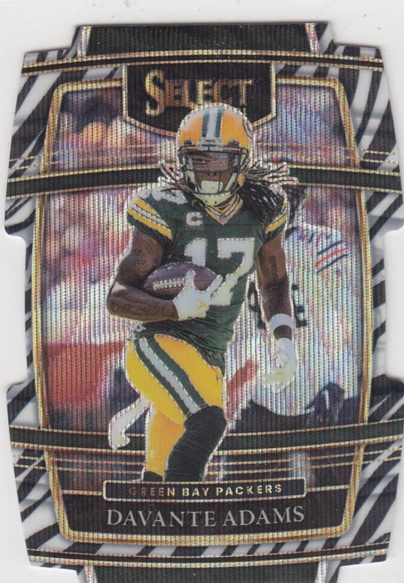 Football Trading Card 2021 Panini Select Zebra Prizm Die-Cut #14 Davante Adams Concourse EX++ Excellent++ Packers