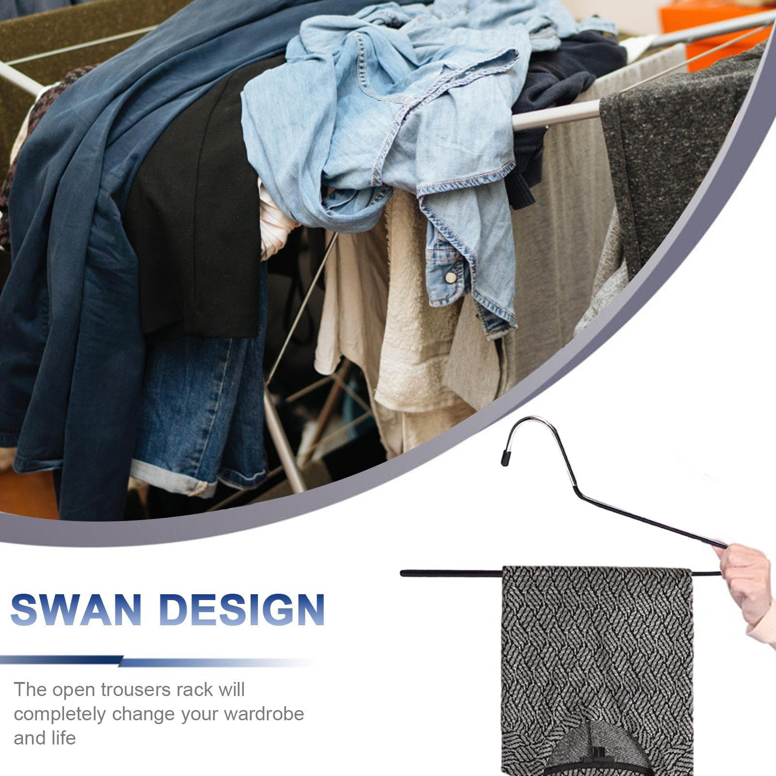 Lot De 13 Cintres Pour Pantalons Ouverts - Métal Avec Revêtement Caoutchouc Antidérapant - Économiseurs D'Espace - Pour Jeans, Jupes, Foulards