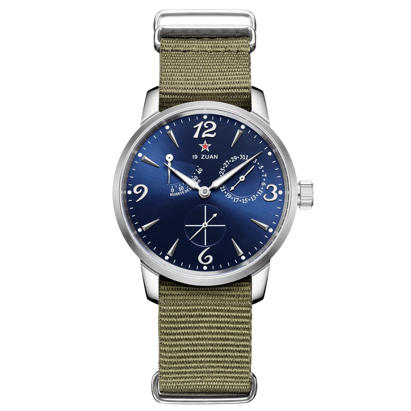 SEAKOSS Automatische mechanische Uhr für Herren, 40 mm, Vintage-Pilotenuhr mit original Möwe ST1780-Uhrwerk, Saphirglas, 5 ATM wasserdicht, Retro-Kleid-Armbanduhr, Tiefes Blau, Retro