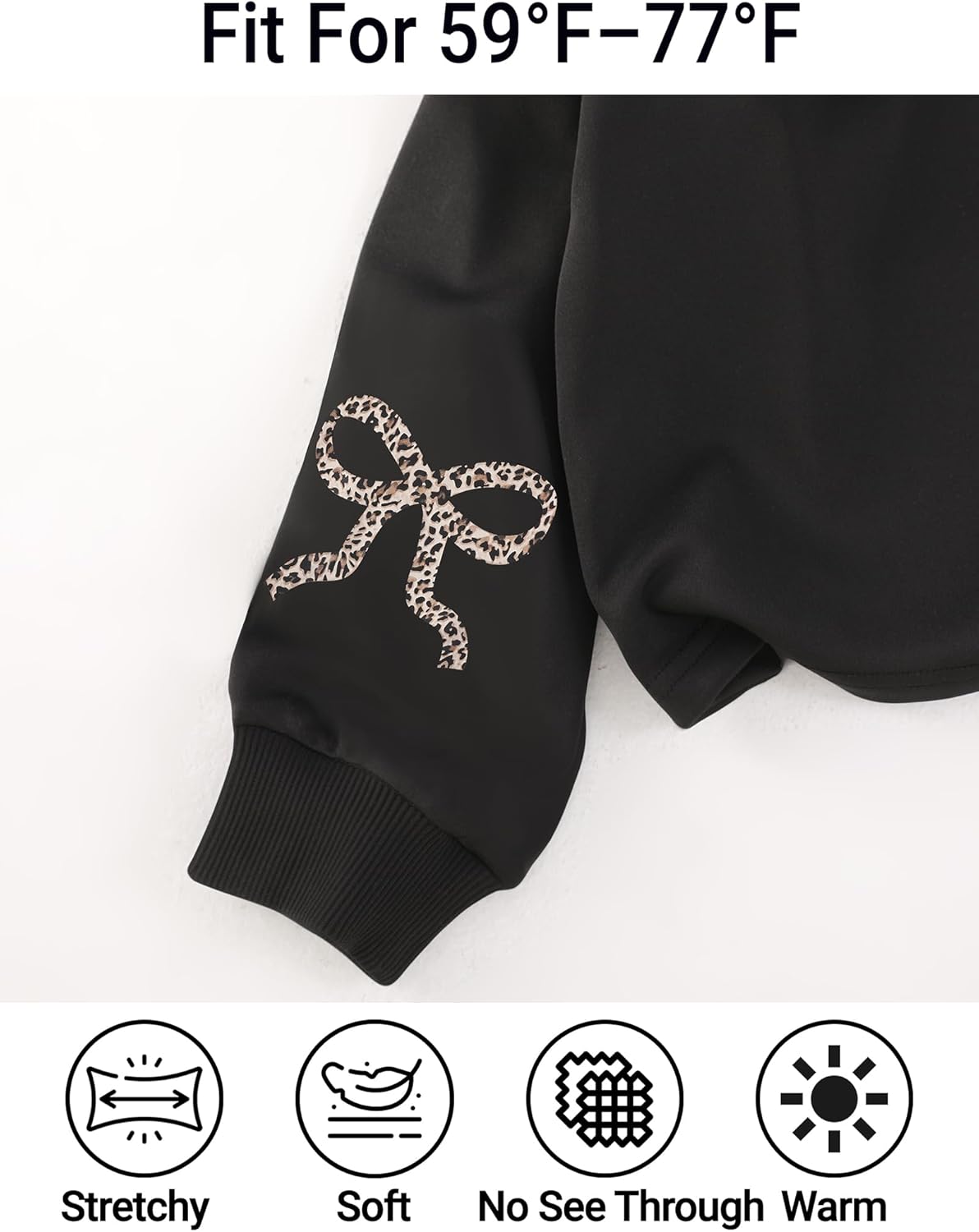 EXARUS Girls Bow Graphic Hoodies Oversized/Cropped Hoodie Teen Pullover Long Sleeve Hooded Sweatshirt Casual Preppy Cute - Image 4