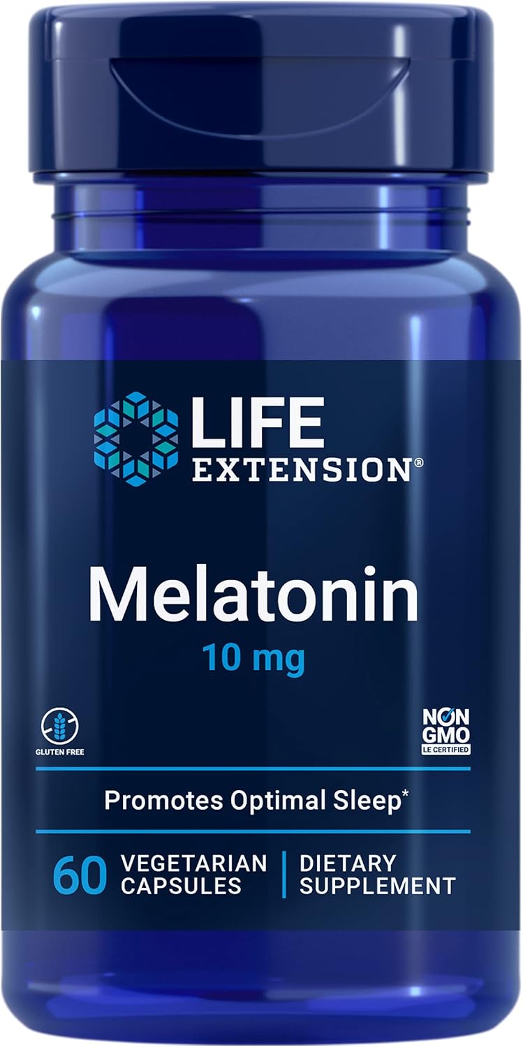 Life Extension Melatonin 10mg - for Restful Sleep, Immune Health and Hormone Balance - Supplement melatonin - 60 Vegetarian Capsules